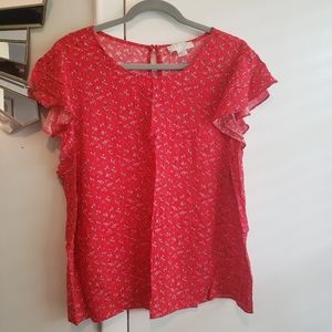 Forever 21 Floral Ruffle Sleeve Top